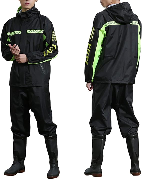 Amazon Ygoch レインウェア 上下セット メンズ レインスーツ レインコート おしゃれ 雨具 カッパ アウトドア 梅雨 台風対策 防水 防風 腐食防止 老化防止 ハス葉式防水 ブラック S レインスーツ 上下セット 通販