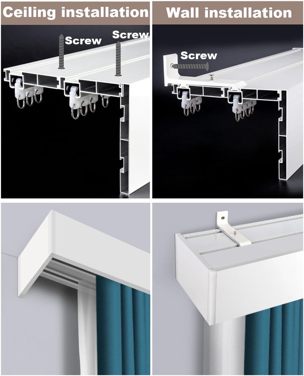 Curtain Track System for Window, Custom Double Curtain Rails with Silent Sliding, Perfect for Bedroom, Attics, and Bathrooms