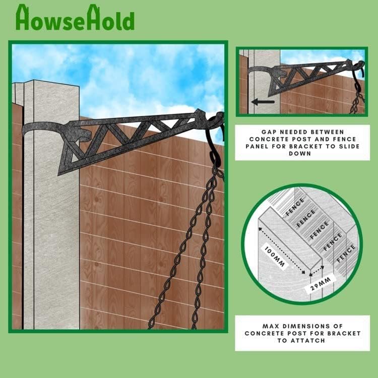 HowseHold Hanging Basket Brackets for Concrete Posts 4 Pack supports Easy Fill baskets