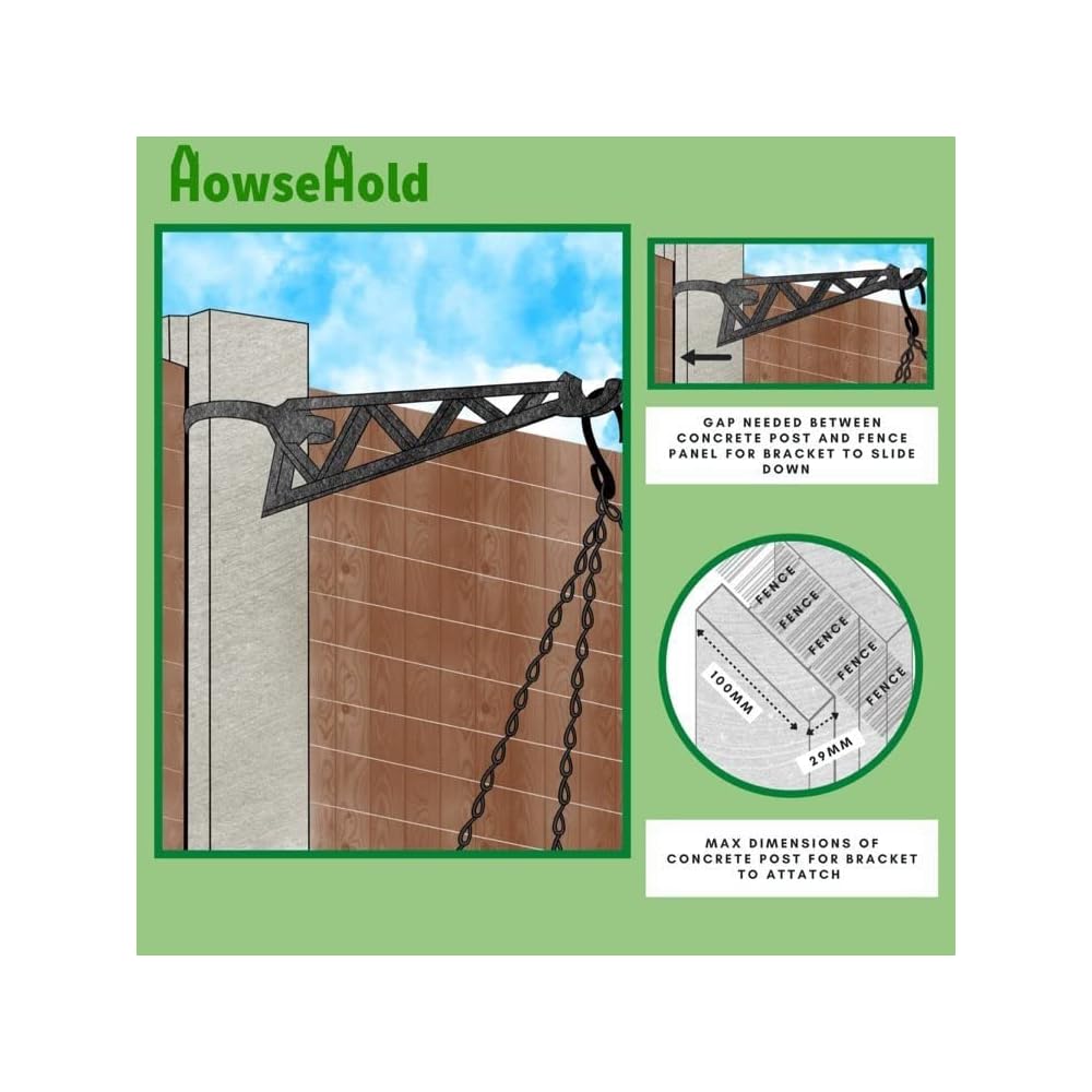 HowseHold Hanging Basket Brackets for Concrete Posts 4 Pack supports