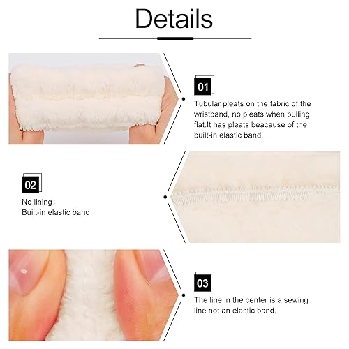 Miniatura 5 de WHAVEL Juego de 6 diademas y muñequeras de tela de rizo para spa, diadema de esponja hinchada, diadema de esponja para lavado de cara, banda para el