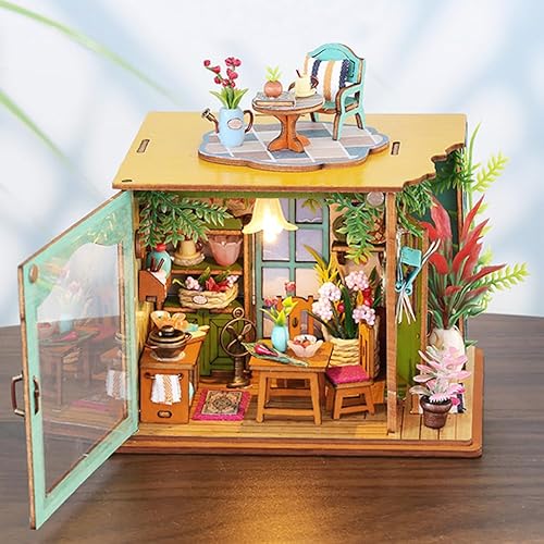 Miniatura 5 de Kit de casa de muñecas en miniatura de bricolaje, casa de muñecas de madera con LED, kit de construcción de casa pequeña para regalo de cumpleaños