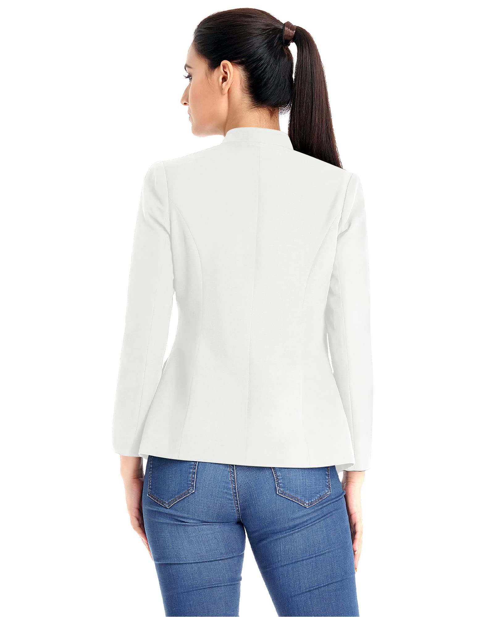 Roskiky Damen Blazer für Frauen, Cardigan, Freizeit Business Jacke, mit Taschen, Deko Knöpfe vorne