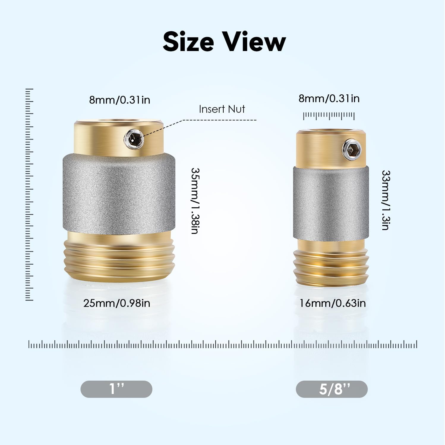 Mxmoonant Grinding Bits for Stained Glass Grinder, 5/8inch x2pc & 1inch x2pc with Threaded for Automatic Water Supply 4 Pack