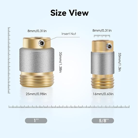Mxmoonant Grinding Bits for Stained Glass Grinder, 5/8inch x2pc & 1inch x2pc with Threaded for Automatic Water Supply 4 Pack