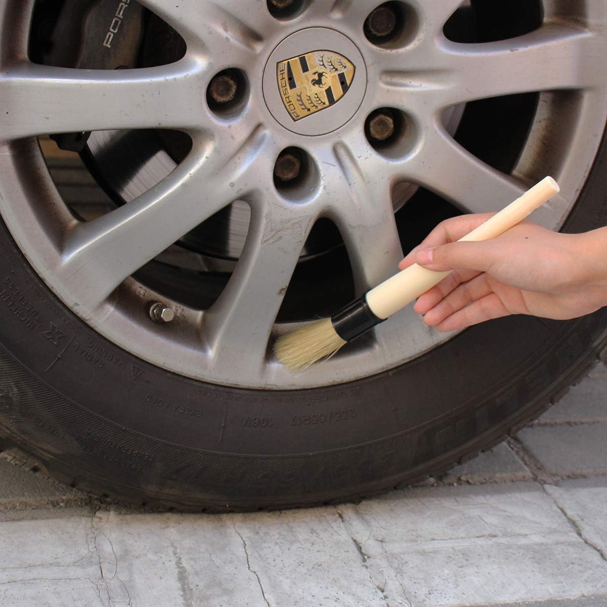 Detailing Brush Set, Auto Detailing Brush for Cleaning Weels, Engine,Interior, Emblems, Air Vents, Motorcy, Car Cleaning Brush, Premium Natural Boar Hair with Plastic Handle : Automotive