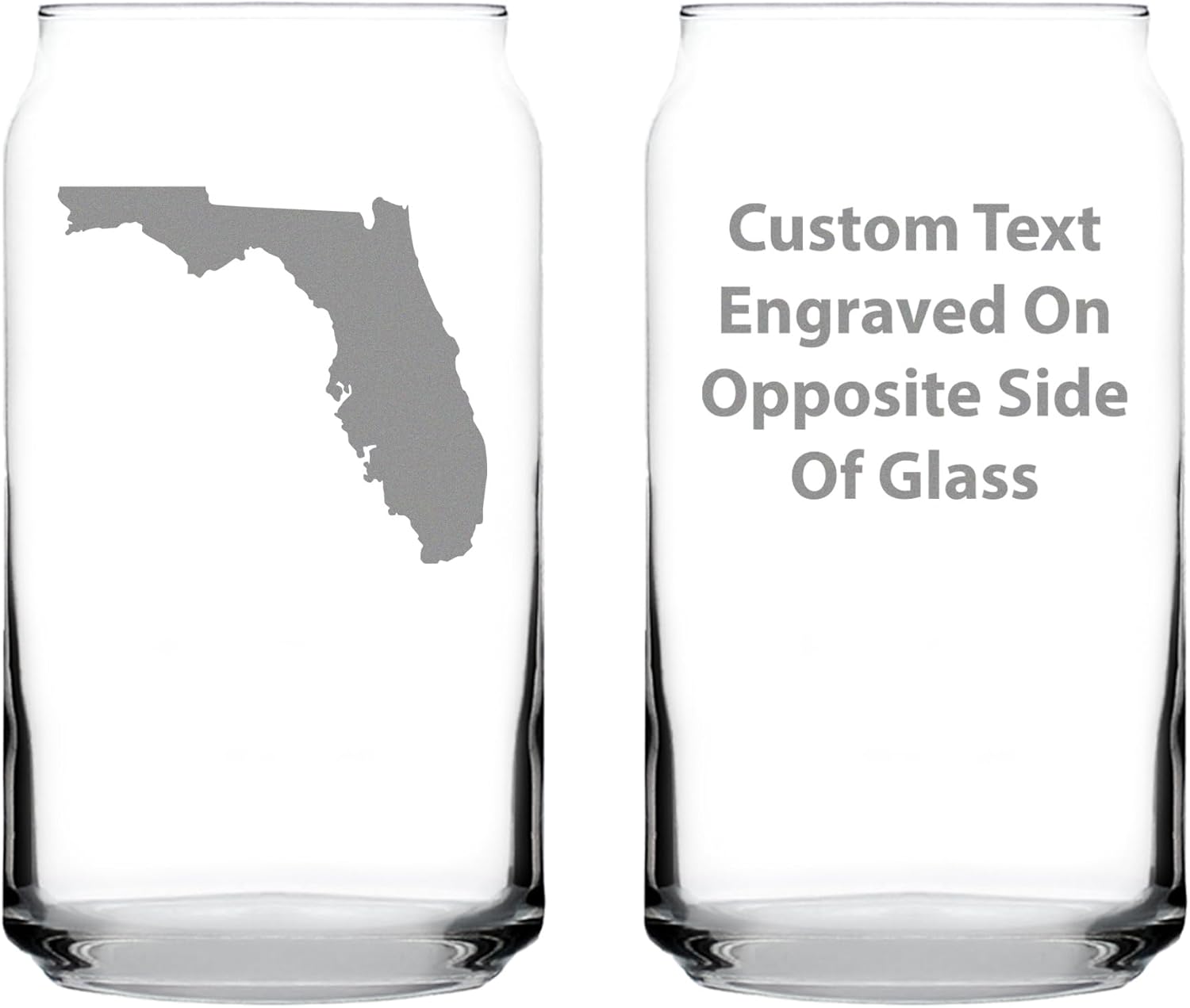 Bevvee Florida State Outline Beer Can Pint Glass - State Themed Drinking Decor and Gifts for Floridian Women & Men - Set of 2-16 Oz Glasses