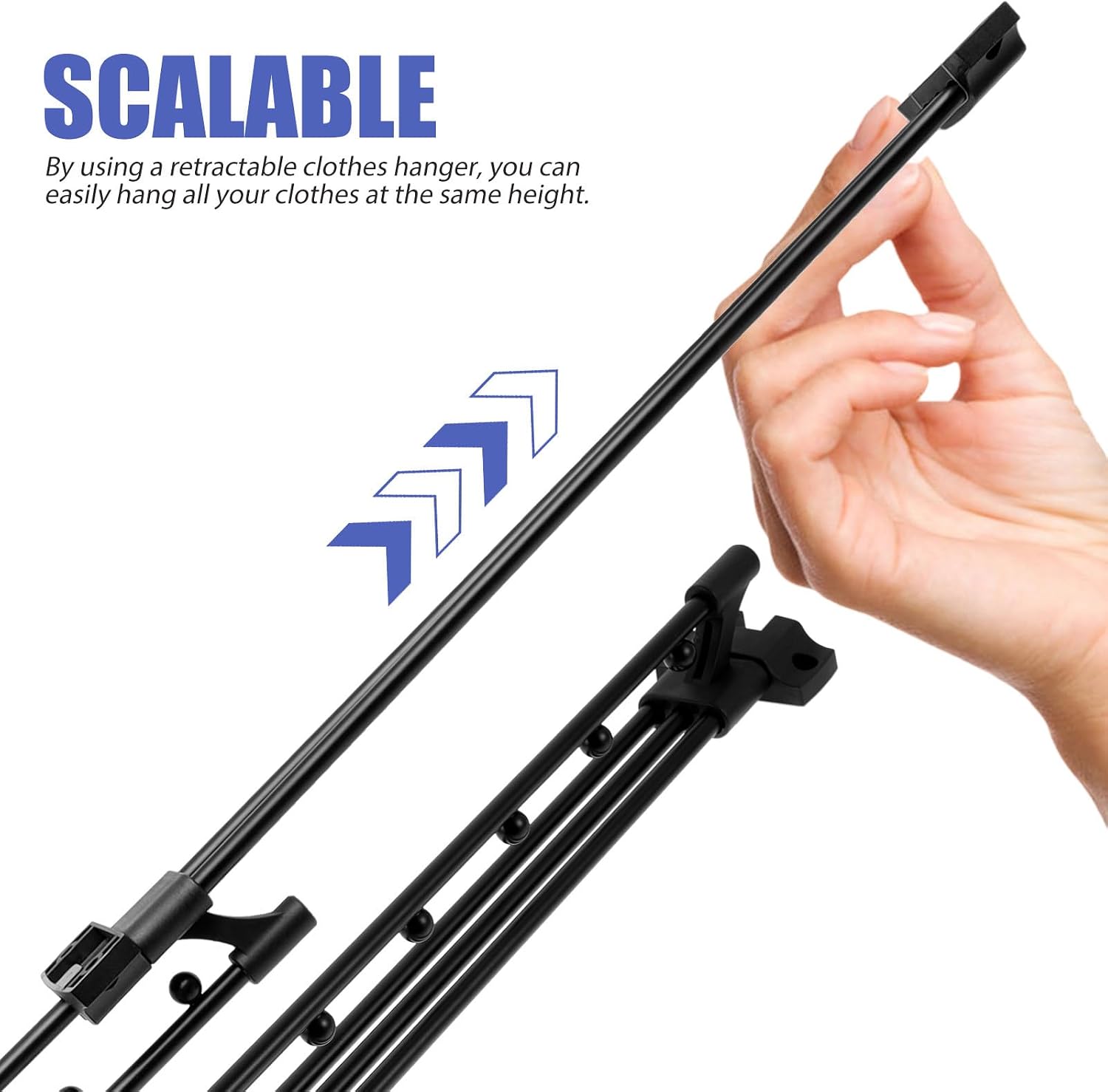 Adjustable Solid Wardrobe Clothes Rod 450mm Telescopic Closet Hanging Bar Heavy-duty Clothing Hanger for Closet Storage and Wardrobe Organization
