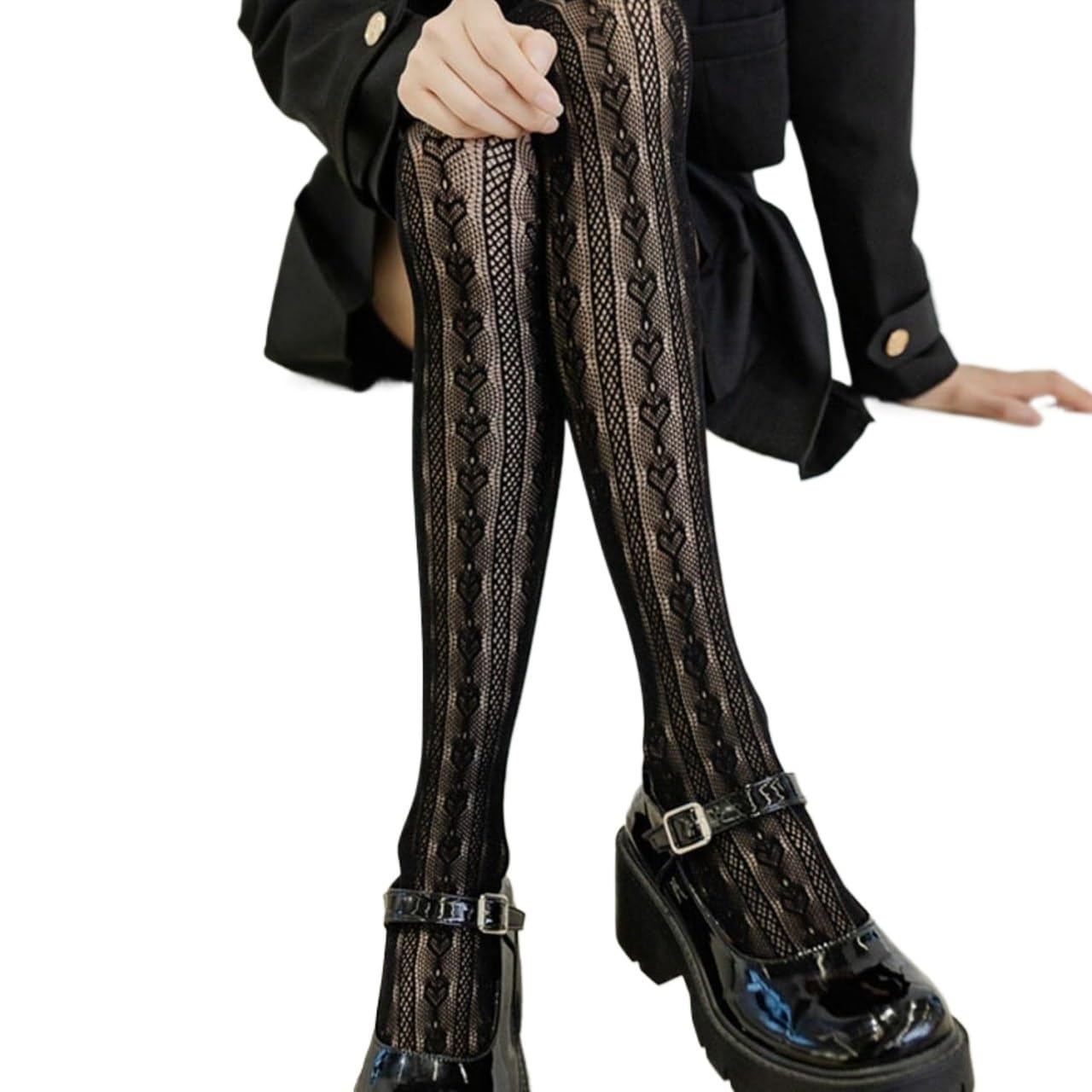 Koronkowe podkolanówki, Damskie koronkowe serce wzburzyć Lolita podkolanówki siateczkowe pończochy czarne białe 5/10/15/20 par(A Black Under Knee 20 Pairs)