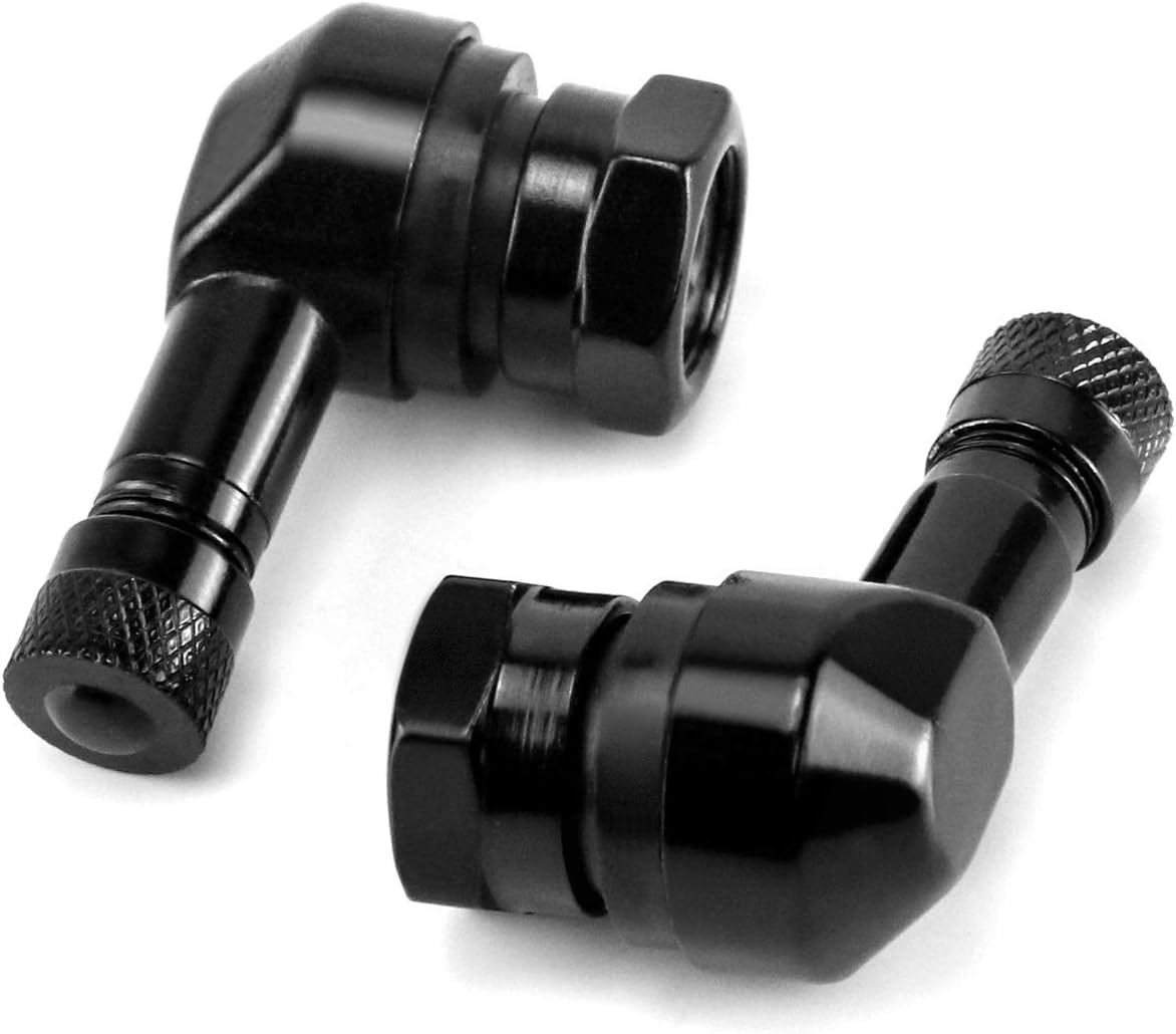 QWORK CNC Motorcycle Tire Valve Stems, 2 Pack 90 Degrees and Alloy Aluminum Valve Air Stems, Diameter 10-11.3mm, Blue