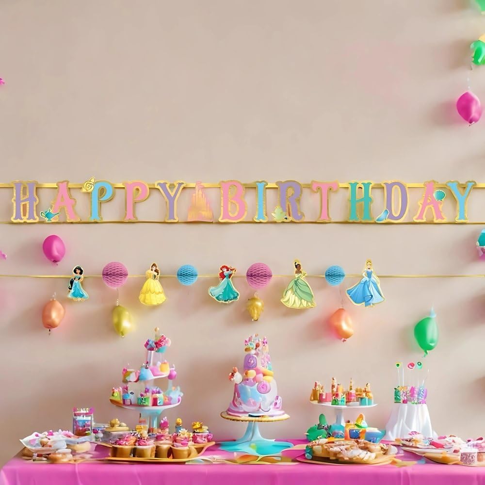Party Banner Kit (Pack of 2) - Easy to Hang Colorful Party Supplies, Ideal Party Decorations for Birthdays, Pokemon Themed Events & Kid's Parties, Disney Princess