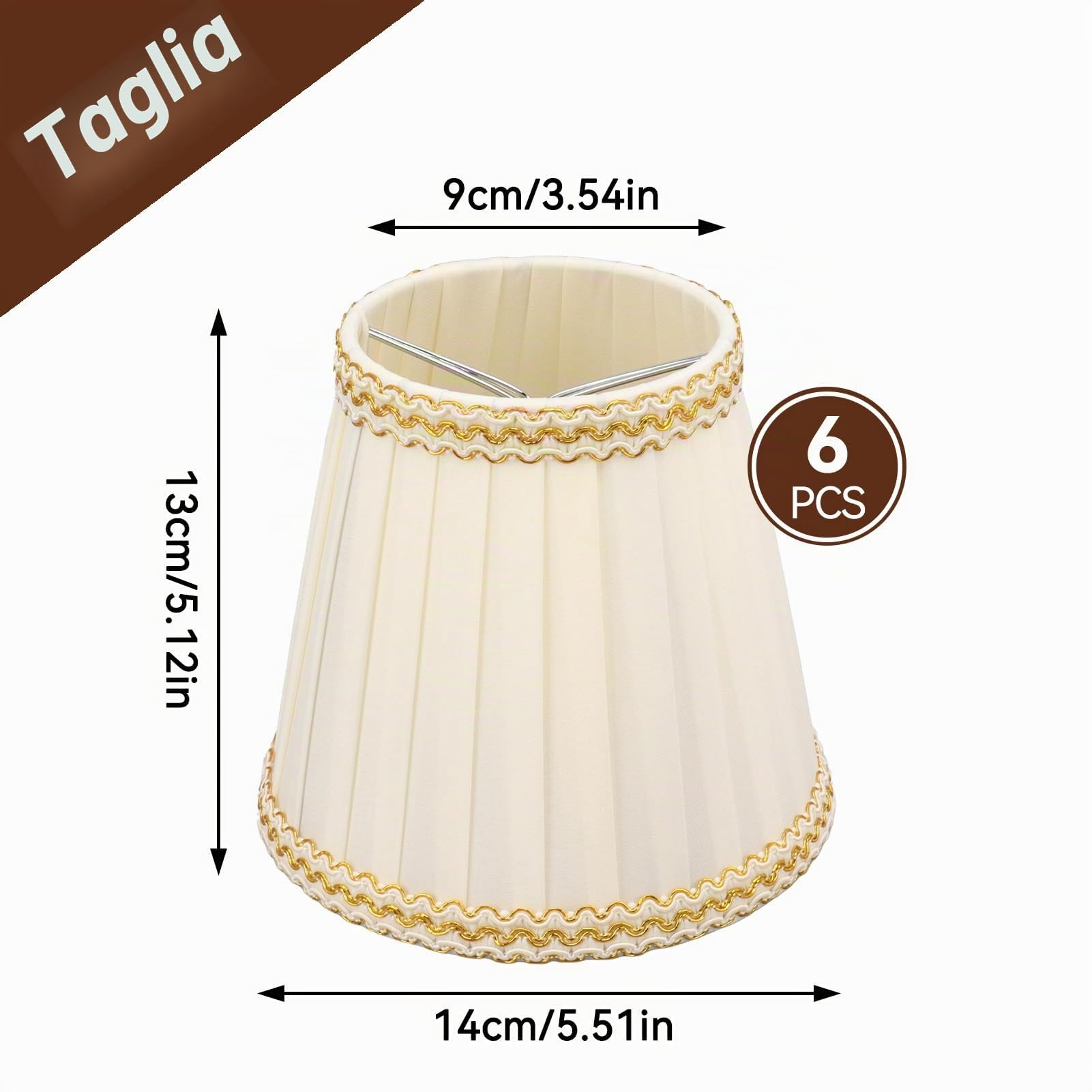 Cyrank Set di 6 Paralumi per Lampadario Piccolo, Paralume Piccolo per Lampadario a Clip su Paralume per Lampadario Lampadine a Candela Accessori per L'illuminazione