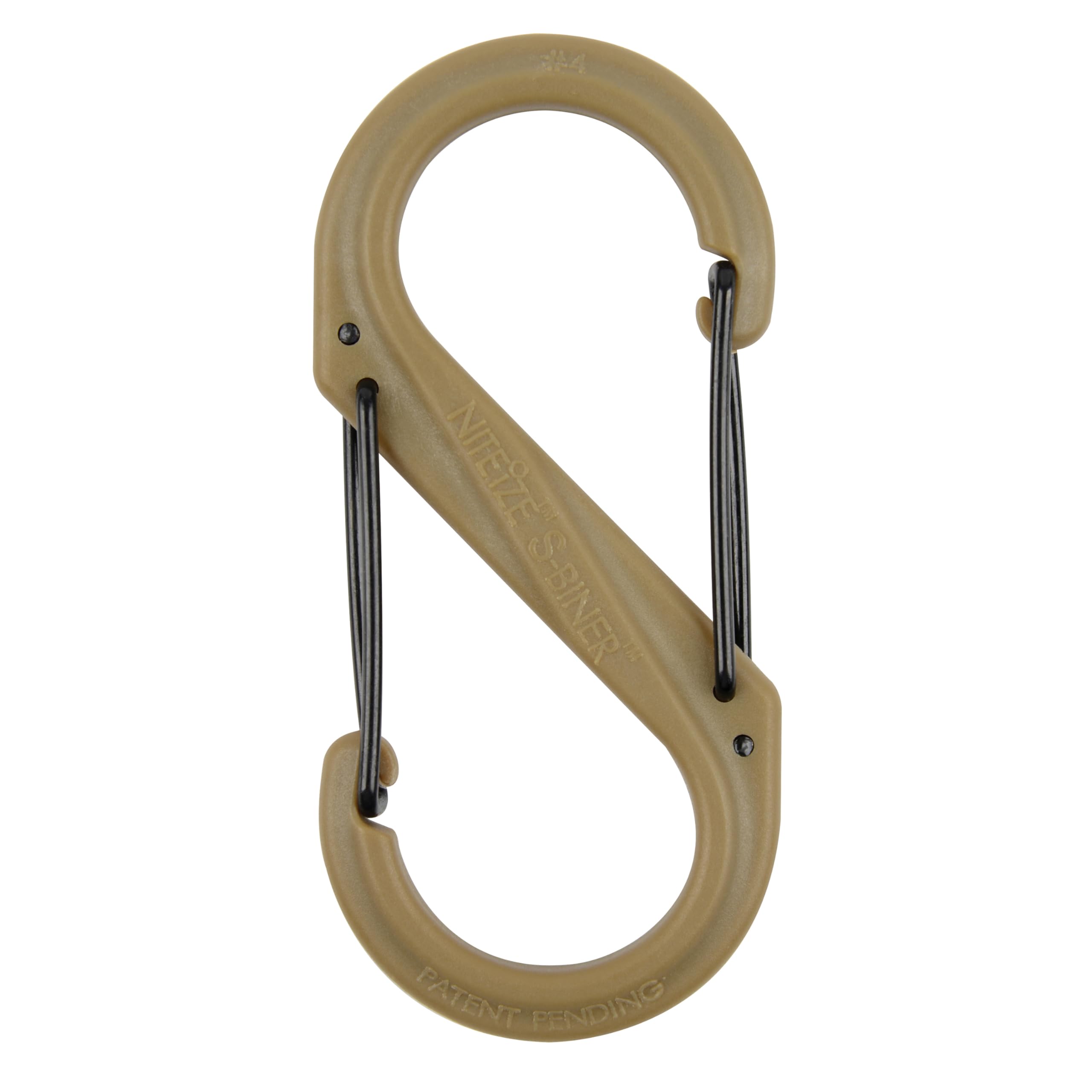 Nite Ize S-Biner Dual Carabiner Plastic - Durable Dual Carabiner with Wire Gate Closure for Organizing Keys & Keychain Attachments - Size 4, Coyote (8 Pack)
