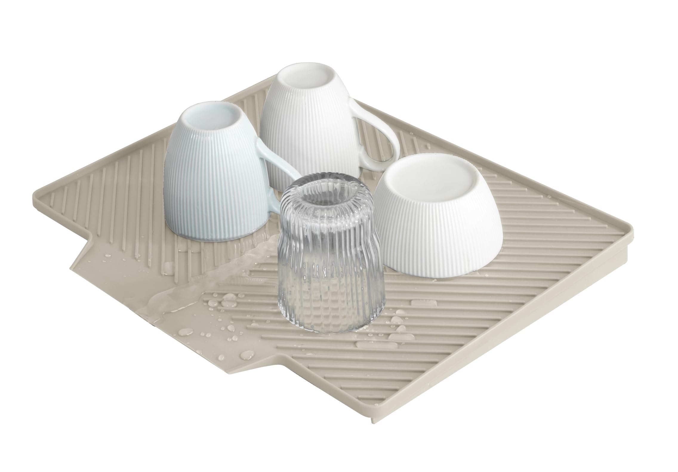Wenko Tappeto drenante MOD. Nelia Tappetino scolapiatti Lavabile in lavastoviglie scanalato Resistente Cucina plastica 34 x 3 x 40 cm Beige