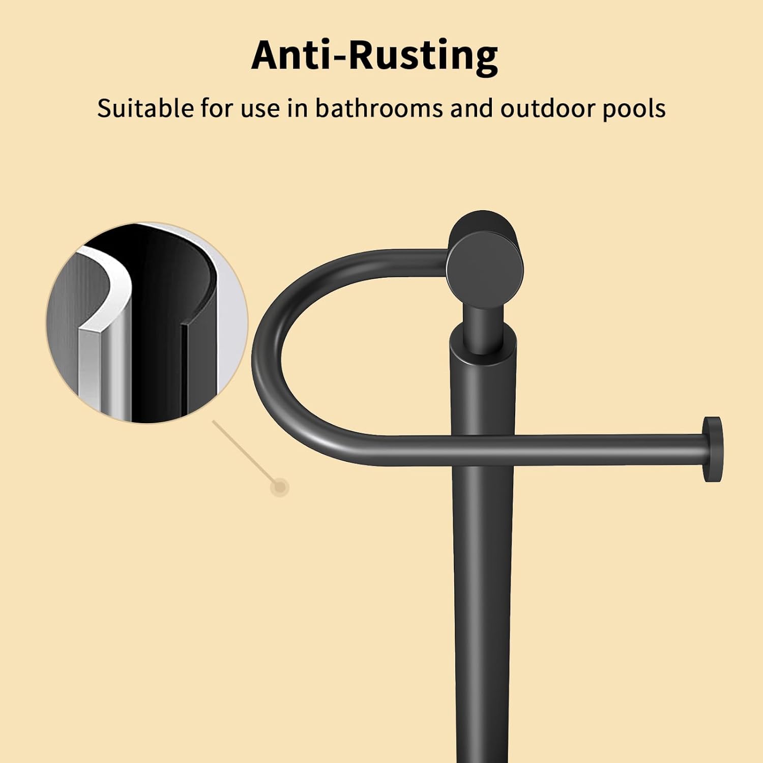 YUMORE Heavy Weighted Toilet Paper Holder Stand, No Drill Freestanding Bathroom Tissue Roll Stand, Stable Floor Standing Paper Roll Dispenser for Bathroom, Bedroom, Vanity