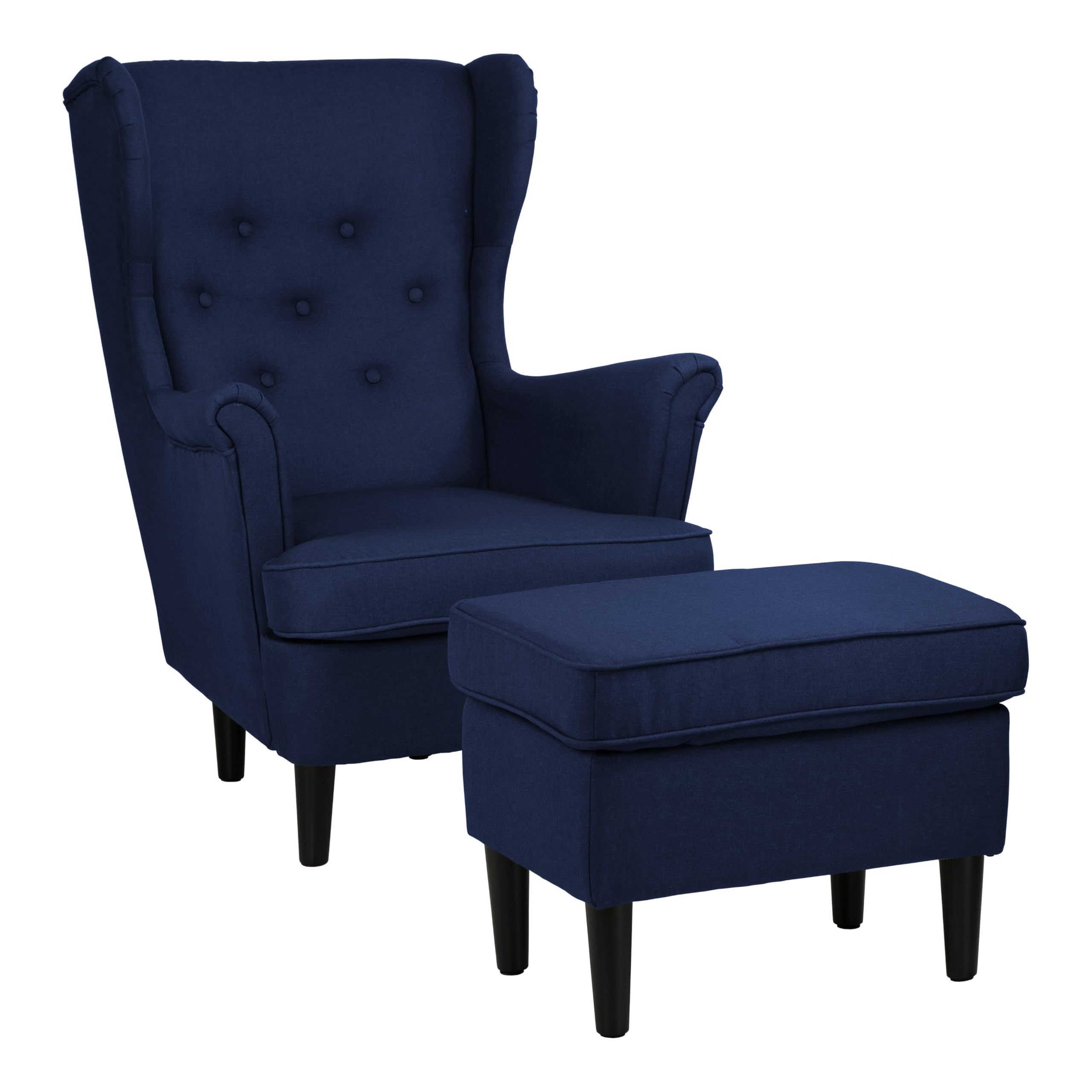 Totò Piccinni Set Poltrona e Pouf LILIBET classica comoda con braccioli e schienale alto per un massimo Relax (Set Poltrona con Pouf, Blu)