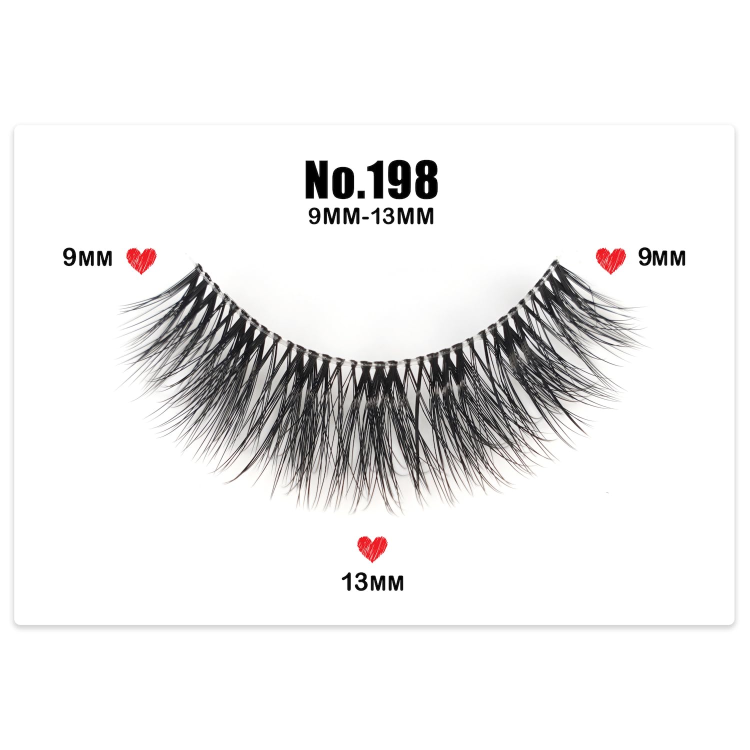 3D Clear Band False EyeLashes Soft Faux Mink Lashes Wispy Fluffy Eyelashes Natural Cat Eye Short Reusable 7 works Happy Heartbeat (No.198) - Image 3