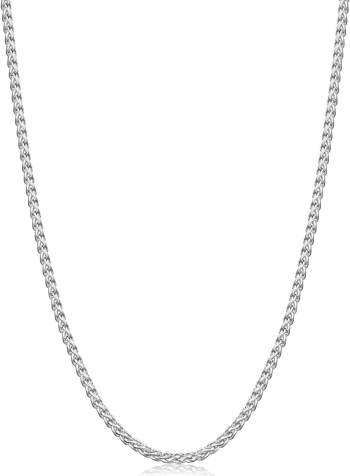 Wheat Chains for Men and Women, 2/2.5/3/4/5mm Silver Tone/14K Gold Plated/Black Necklace Chain, Stainless Steel Mens Necklace 16-28 Inch
