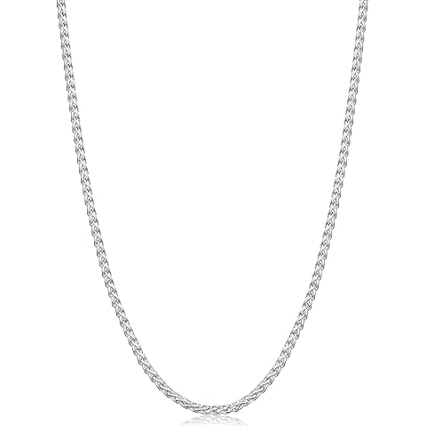 Fiusem Wheat Chains for Men and Women, 2/2.5/3/4/5mm Silver Tone/14K Gold Plated/Black Necklace Chain, Stainless Steel Mens Necklace 16-28 Inch