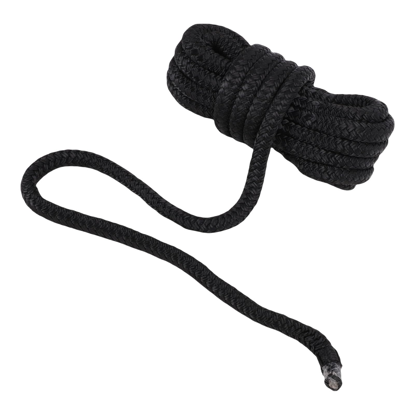 Generic Cavo per Ormeggio in Nylon Intrecciato Doppio, Corda per Barche di Grado Marino da 3/8 Pollici X 15 Piedi per Barche Fino a 35 Piedi (Nero)