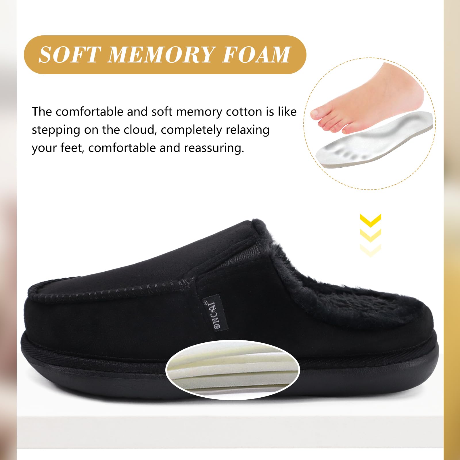 ONCAI Pantofole Donna Peluche Tessuto di Lana Houndstooth Misto Cotone Morbido Memory Foam Comode Plaid Pelliccia sintetica Ciabatte da casa Interno Esterno Tappetino Yoga Suola di Gomma Taglie 35-42