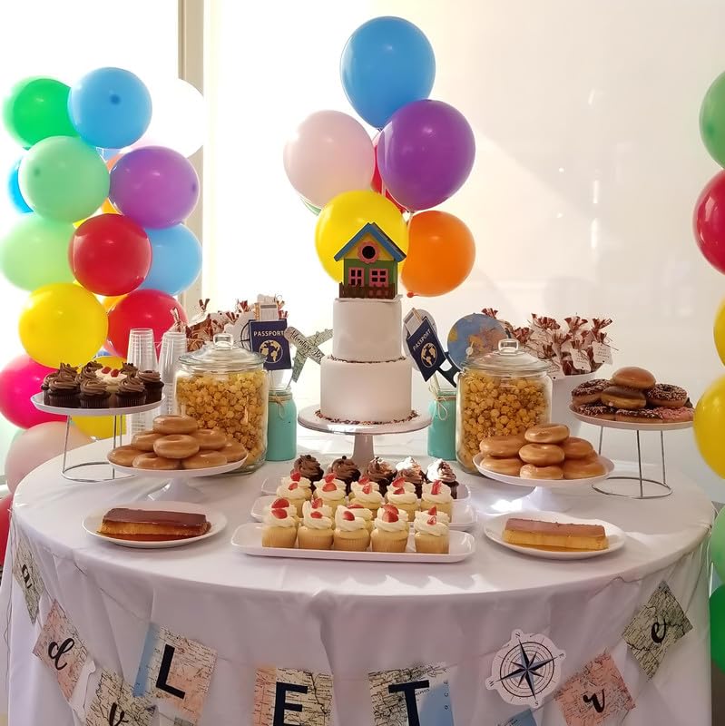 OCS Parts 4-Pack Round Chrome Plated Steel Food Display Stands | Metal Display Stands for Pizza, Desserts, and Appetizers