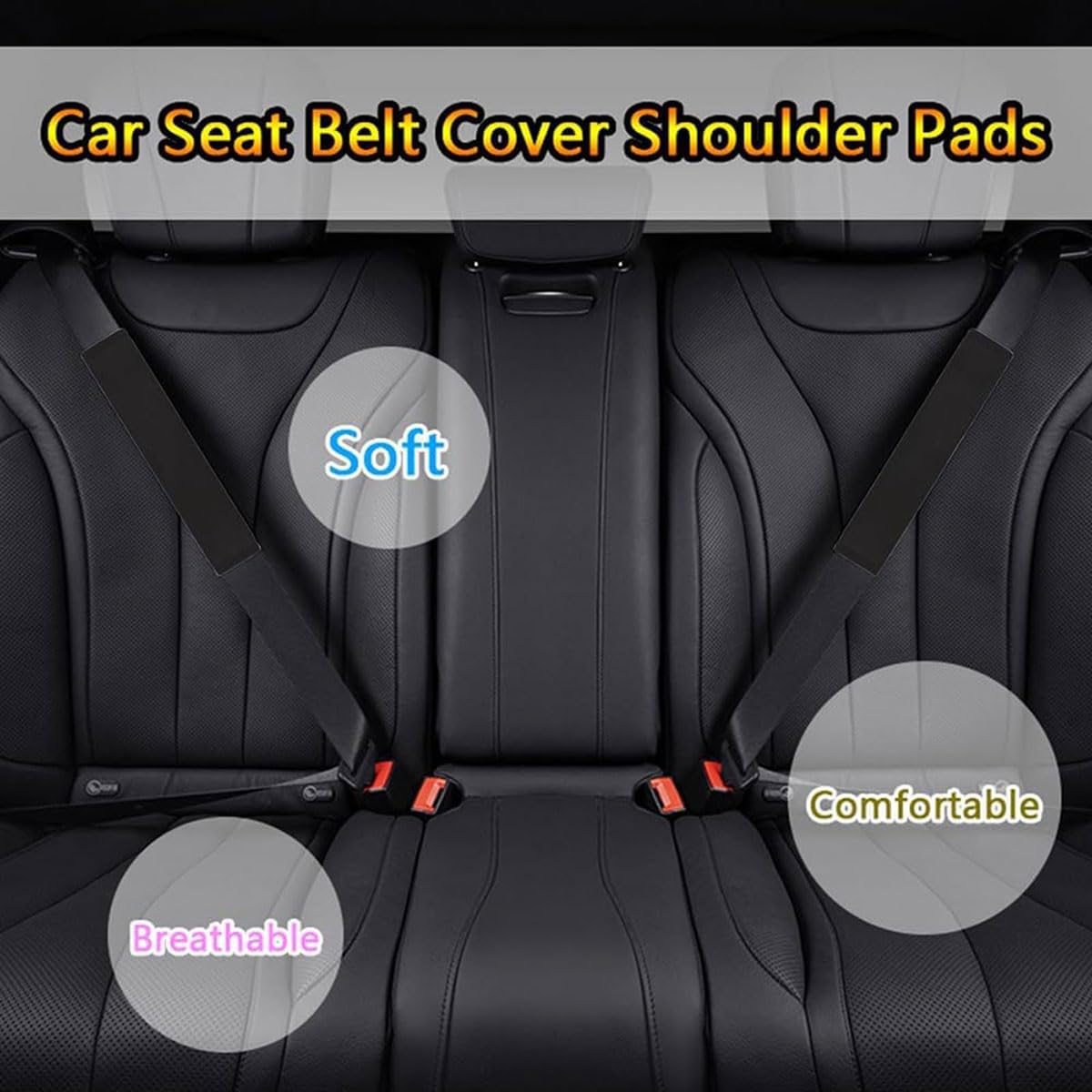 GREB 2x Auto Gurtpolster Für Audi - PU Leder Schulterpolster C-Blue