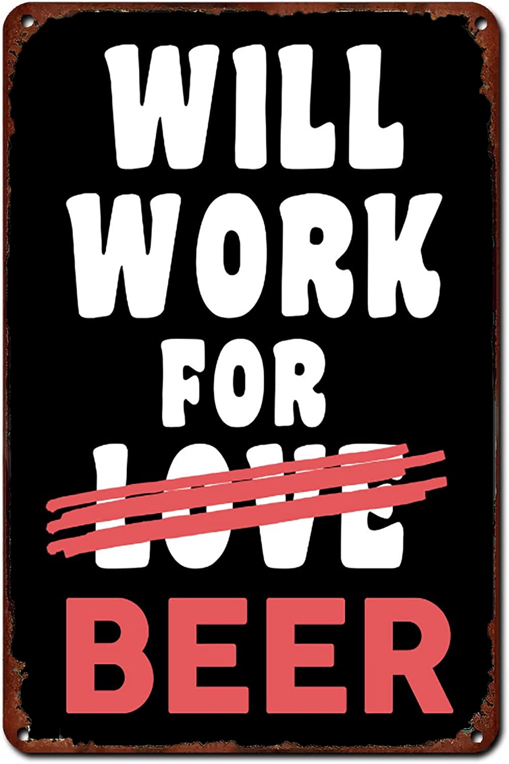Beer Lovers Vintage Metal Sign, Drinks Themed Funny Quote Wall Art, Bar Home Leisure Decor, 8x12 Inch