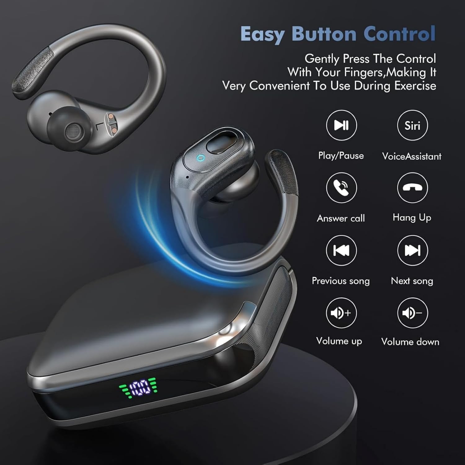 sajawass Écouteurs sans fil, écouteurs Bluetooth de sport