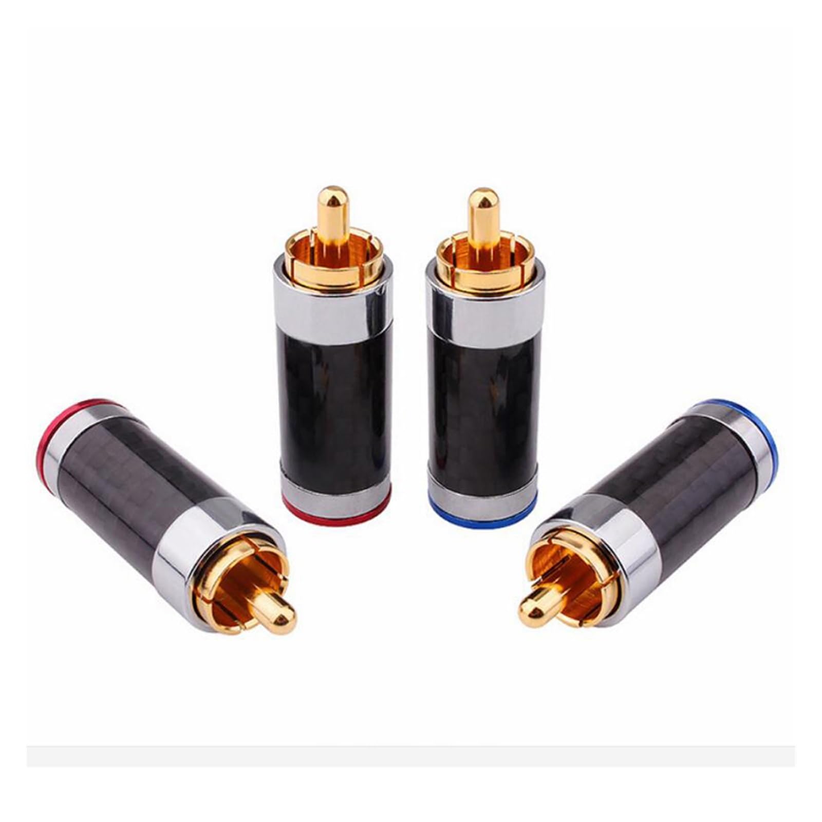 Wtyk głośnikowy bananowy, wtyki kablowe b HiFi 4pcs Carbon Fiber Gold Plated Plug Interconnects Cable Connector(6mmm)