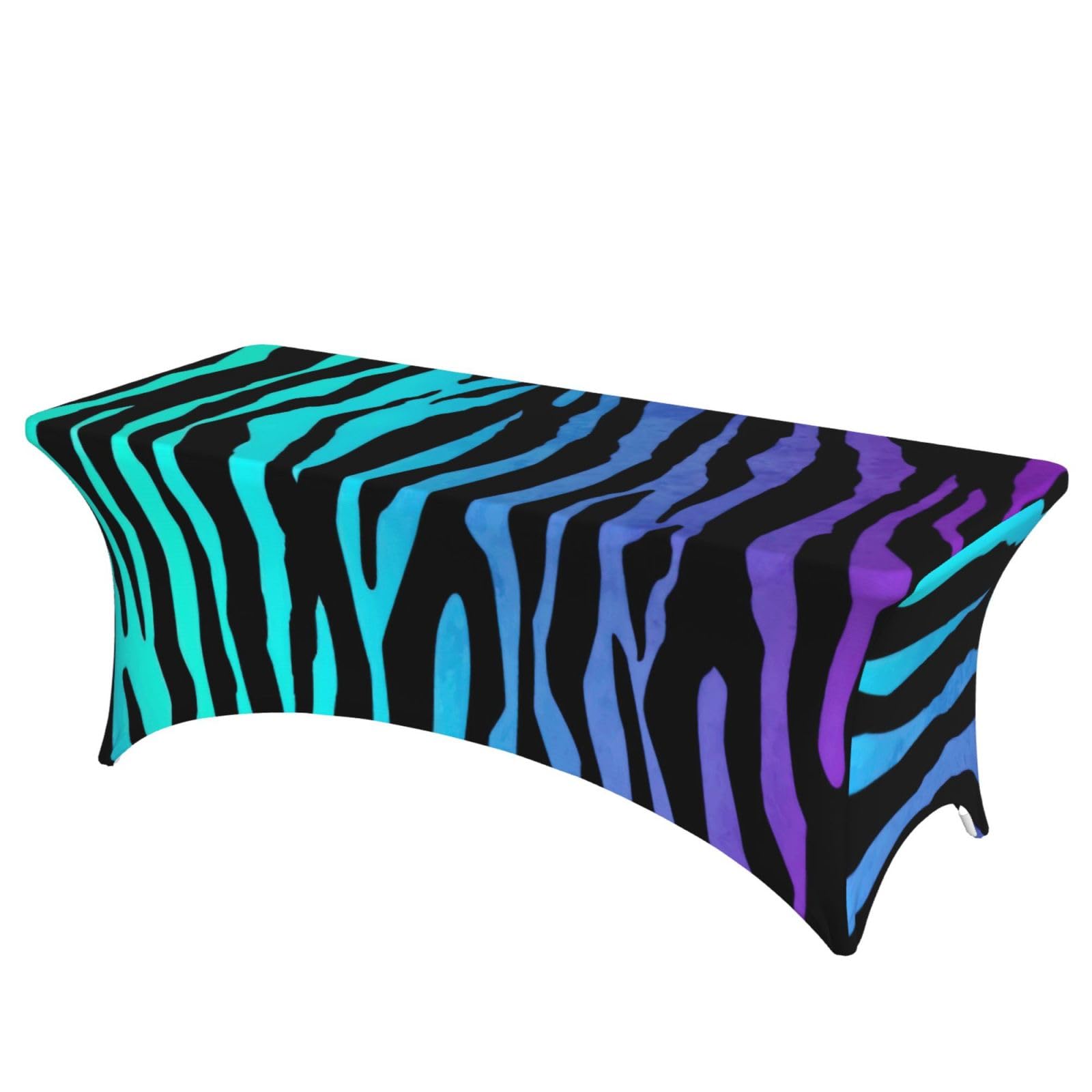 AYYQWE Purple Blue Green Camouflage Zebra Stripes Print Elastic Rectangular Tablecloth For Banquet Outdoor Picnics Office Table Cover