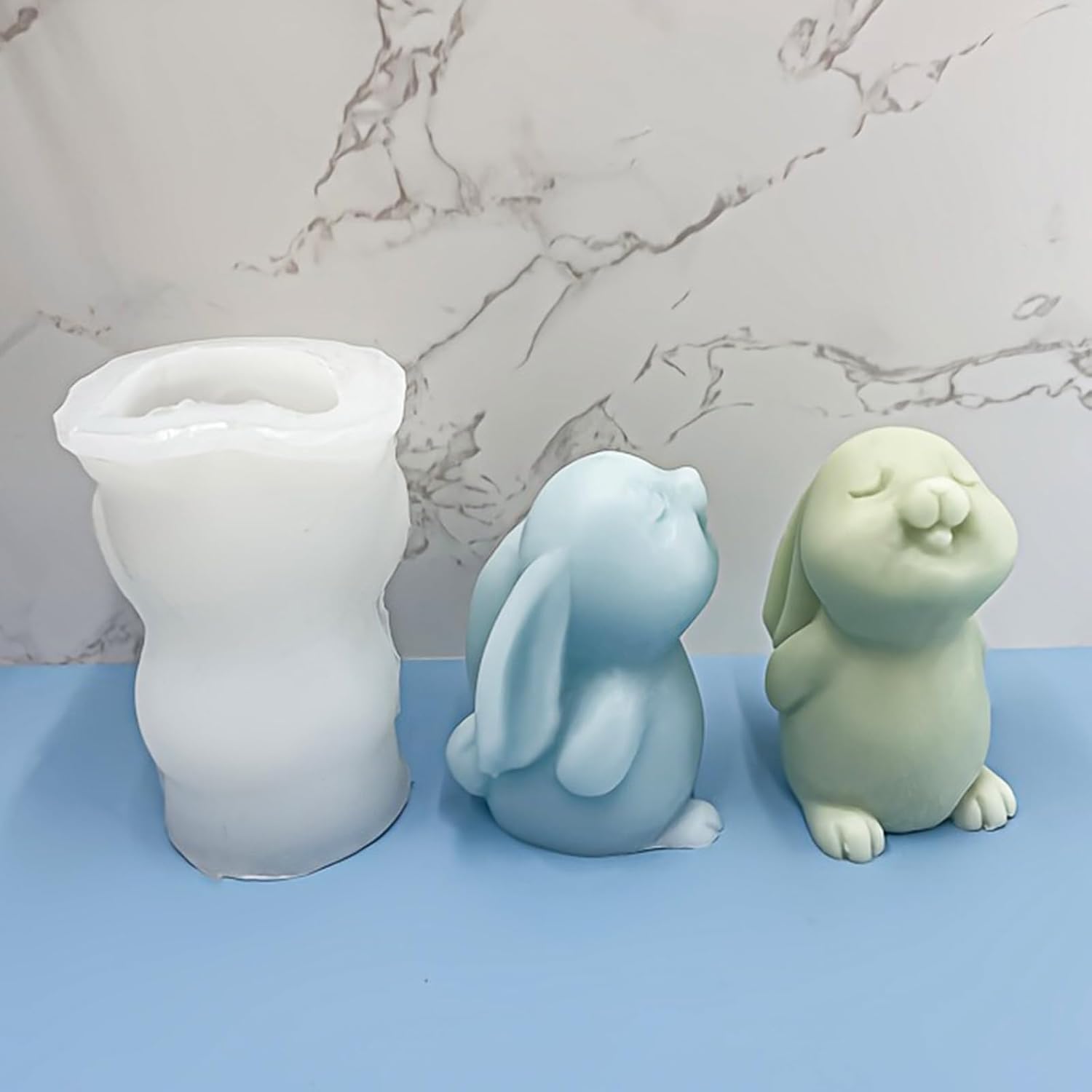 Rabbit Candle Silicone Molds, 2PCS Bunny Chocolate Cake Fondant Decor Mold, 3D Cute Bunny Candle Mold, Rabbit Easter Silicone Molds for Epoxy Resin Soap Wax Craft Home Decor Supplies