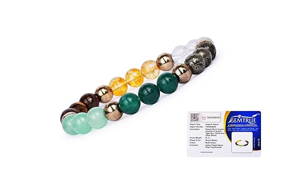GEMSMANTRA Natural Healing Bracelets For Men & Women, Certified 8mm-10mm Beads for Money Magnet & Wealth Attraction, Prosperity, Success, Protection, Luck, Stress Relief & Emotional Balance