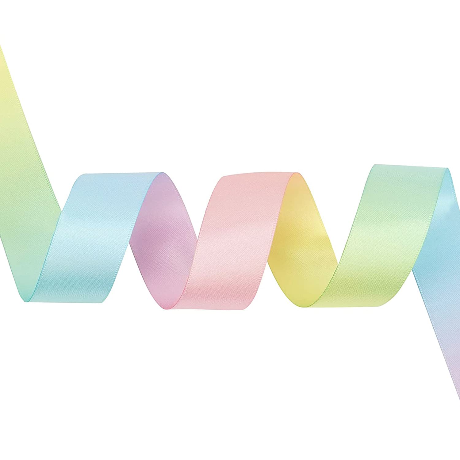 Trimming Shop50mm x 1 Metre Double Sided Satin Polyester Ribbon for Fabric, DIY Art & Crafts, Bows, Gift Wrapping, Wedding Favors & Home Decorations, Rainbow