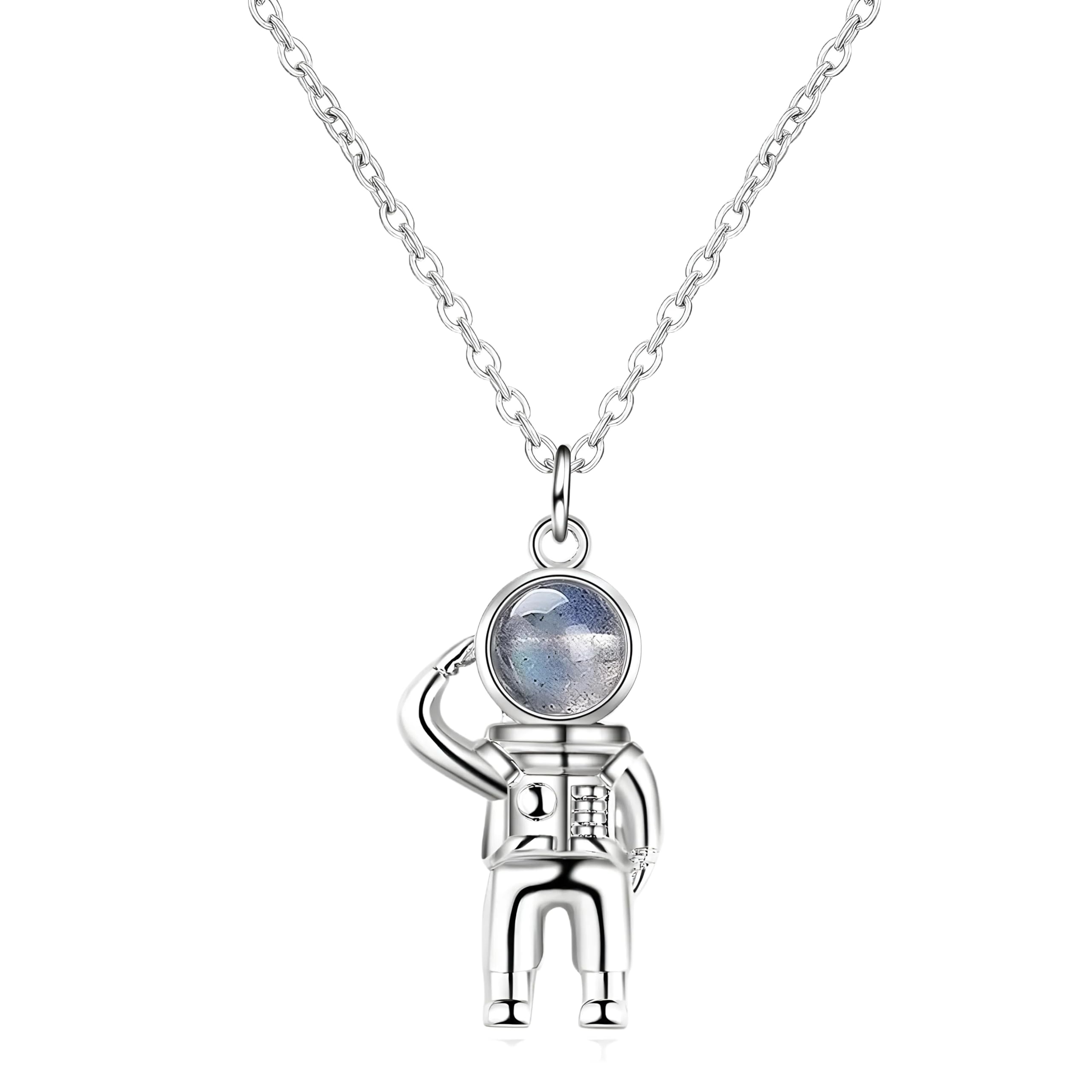 Collier planète astronaute en argent 925 style littéraire - 5