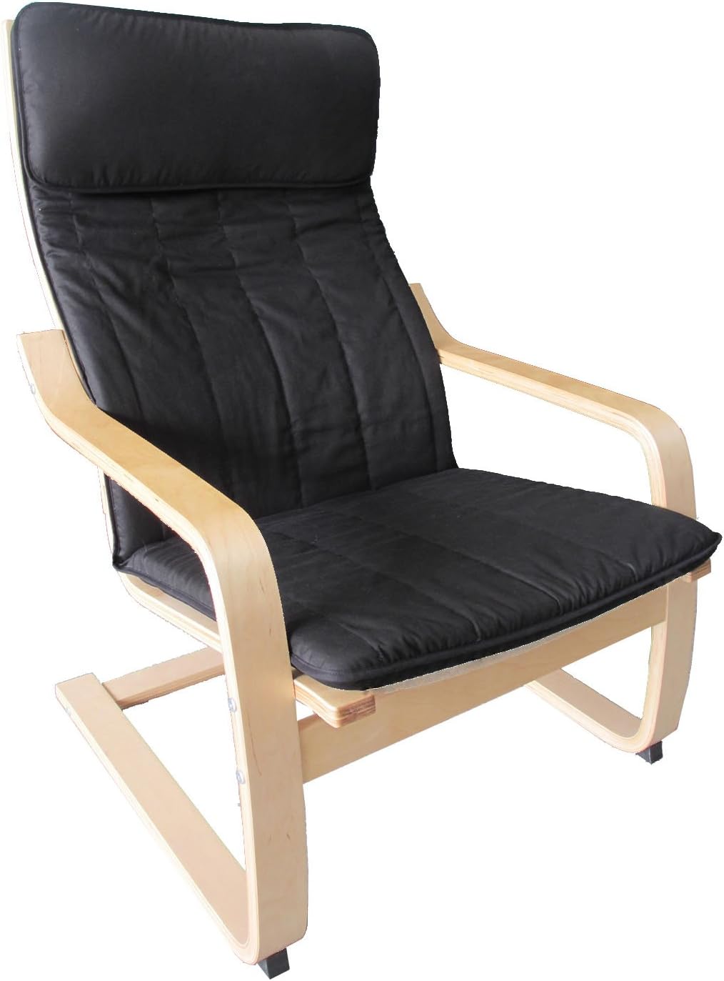 Bentwood Armchair with Cushion, Natural Frame and Black Cover
