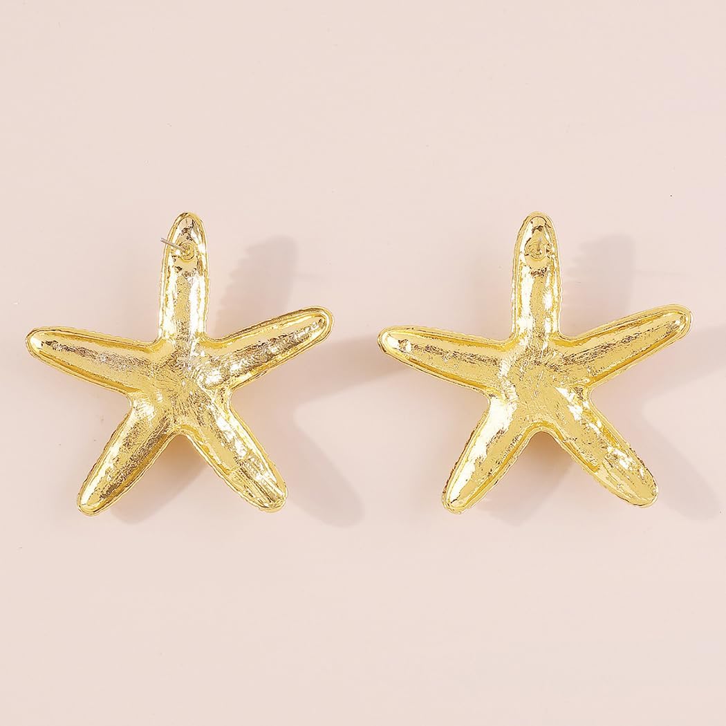 Summer Beach Large Starfish Earrings for Women Geometric Gold Star Earrings Hypoallergic Statement Earrings Gold/Silver Fashion Starfish Studs Summer Beach Ocean Jewelry Gift - Image 8