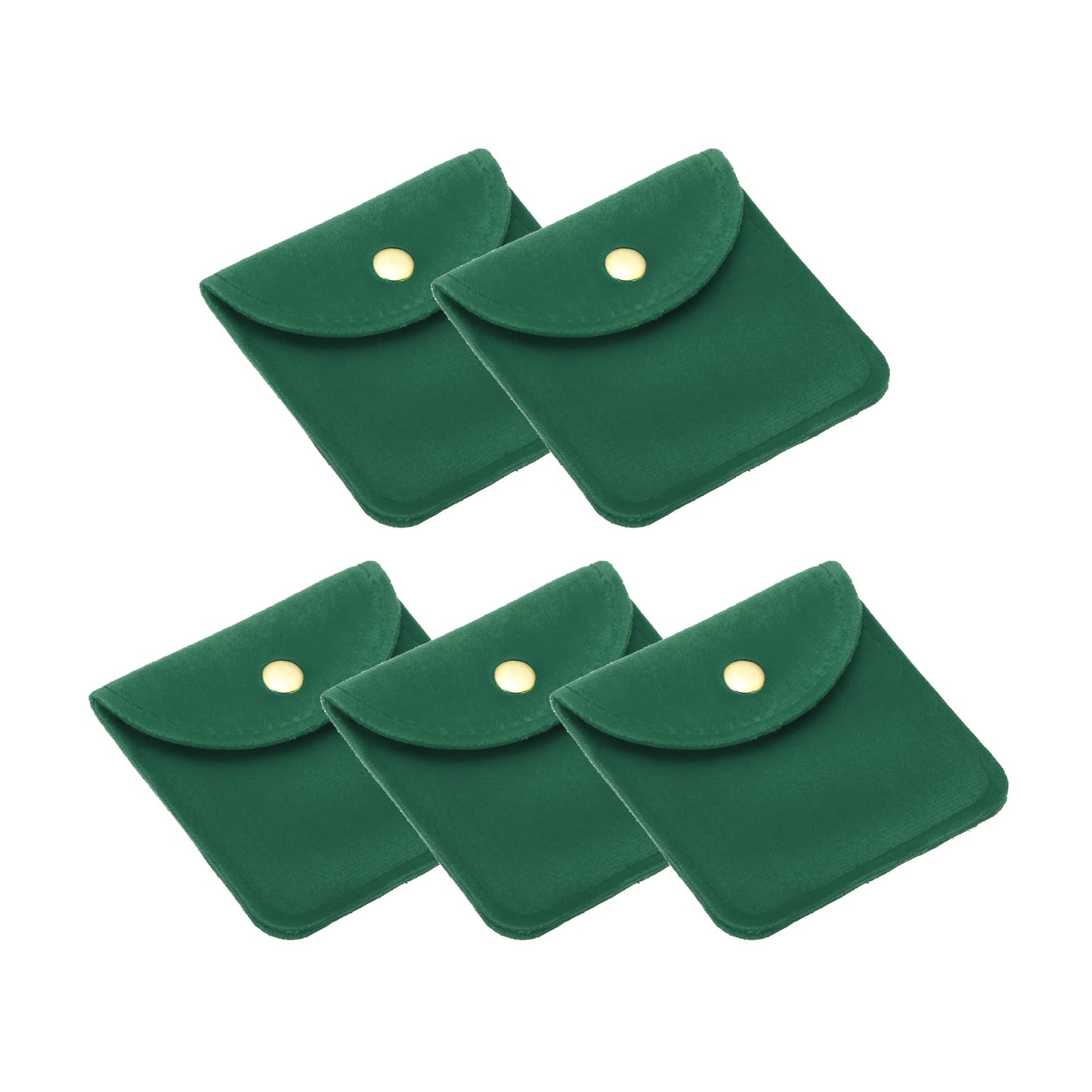 Bolsas de joyería de terciopelo PATIKIL 8x8cm con botón para collares y anillos verde oscuro