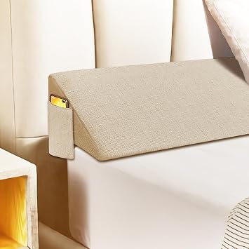 Bed Wedge Pillow for Headboard, Mattress Wedge Bolster Pillow, Bed Space Filler, Close The Gap 0-17" between Headboard and Mattress, Stop Loosing Your Pillows47x6x12inBeige