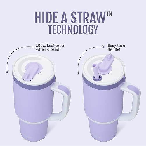 Miniatura 2 de Ello Oasis - Vaso de 30 onzas con asa y pajita retráctil  Taza reutilizable de acero inoxidable aislada 100% a prueba de fugas, regalos para