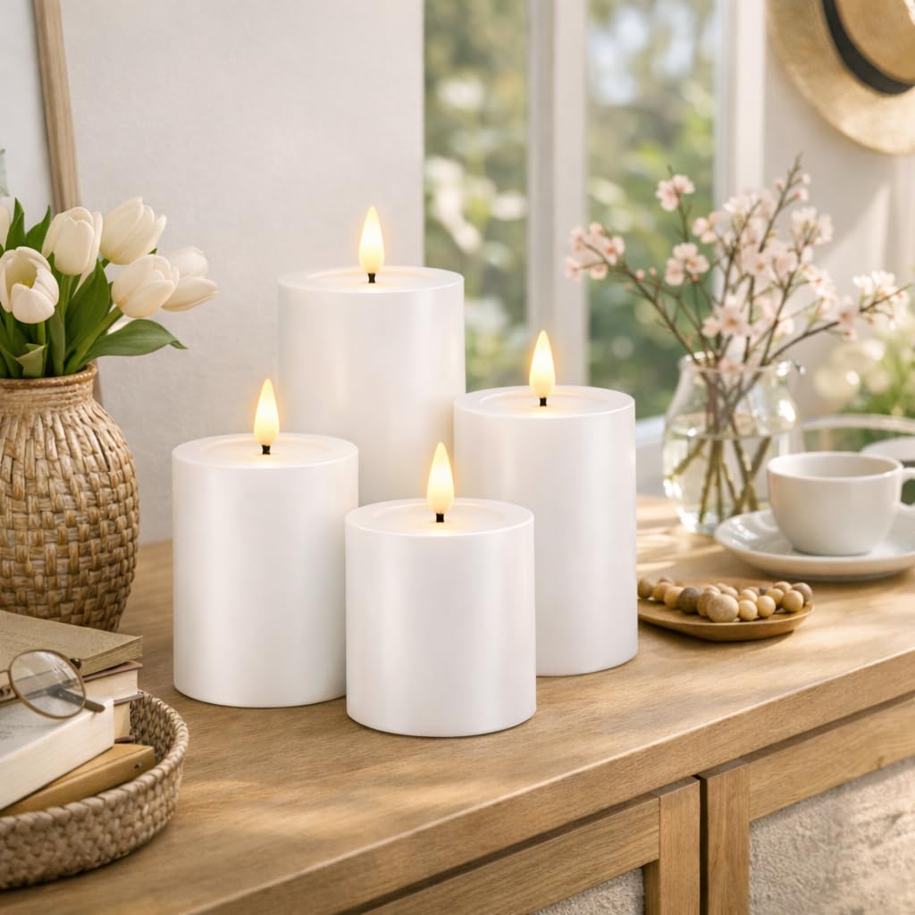 ReWu Deluxe Homeart LED Kerzen Set, Weiß | Echtwachs