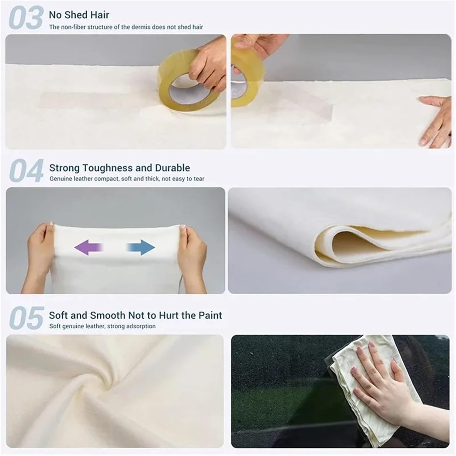 Natural Chamois Car Care Cleaning Cloth Genuine Sheepskin Wash Rag Suede Ultra Absorbent Quick Dry Towels for Car Wash Accessori(30x30cm)