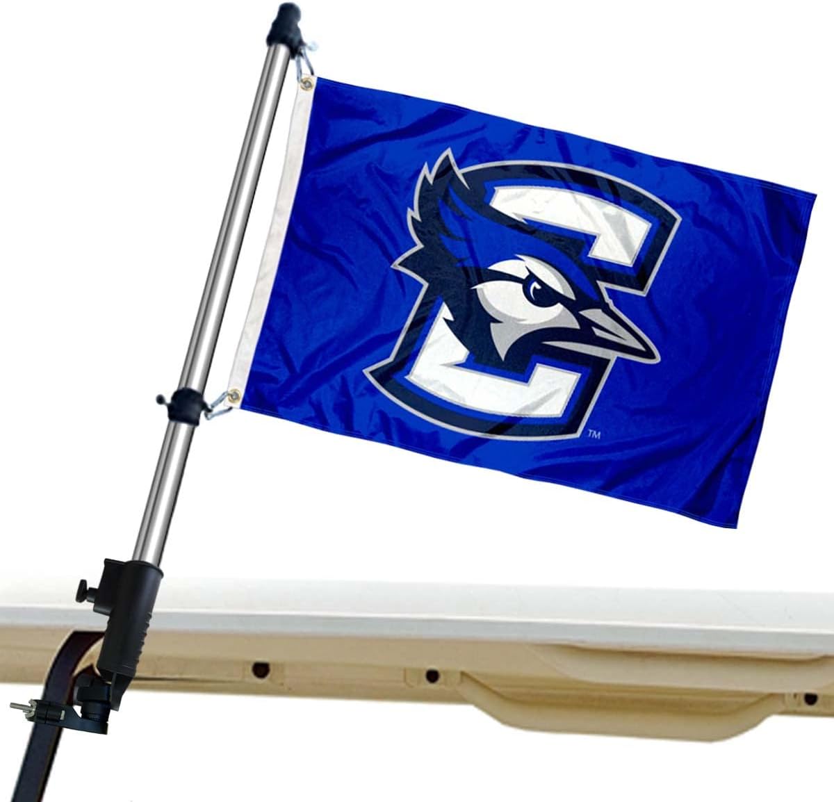College Flags & Banners Co. Creighton Bluejays Boat and Mini Flag and Flag Pole Holder Mount Set