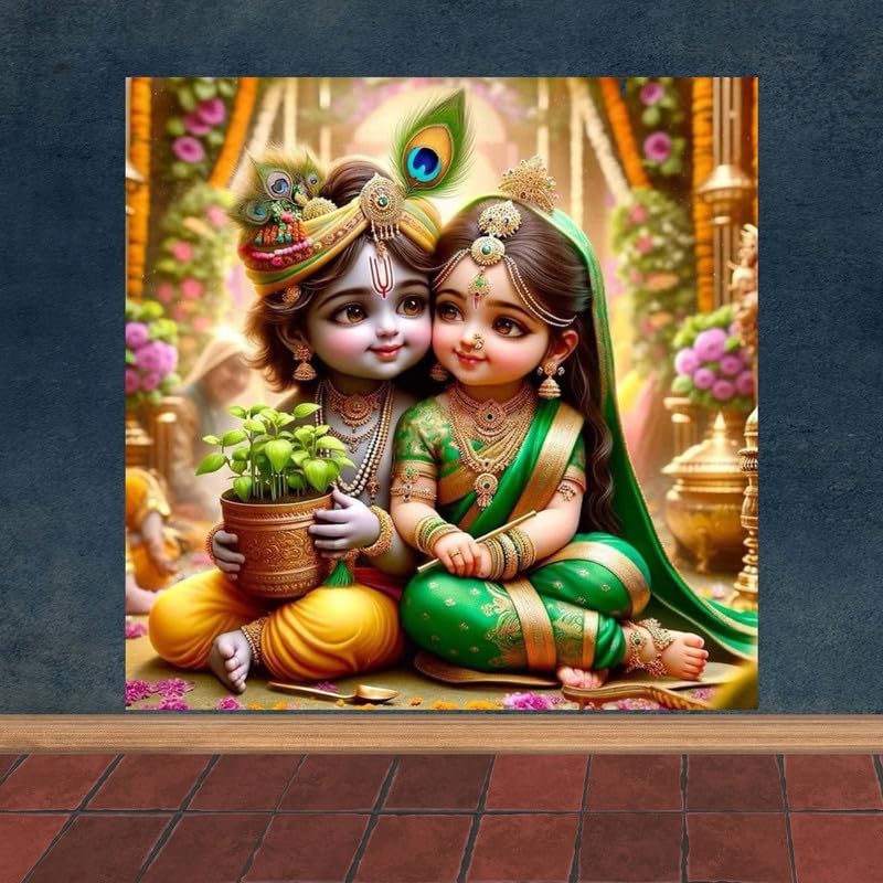 Image of British Terminal Cute little Bal Gopal Baby God Krishna| Kanha Ji | Laddu Lord Makhan Chor Painting Religious Poster for Pregnant Women for wall (matt thin vinyl,sticker,multicolor,unframed)| bj458