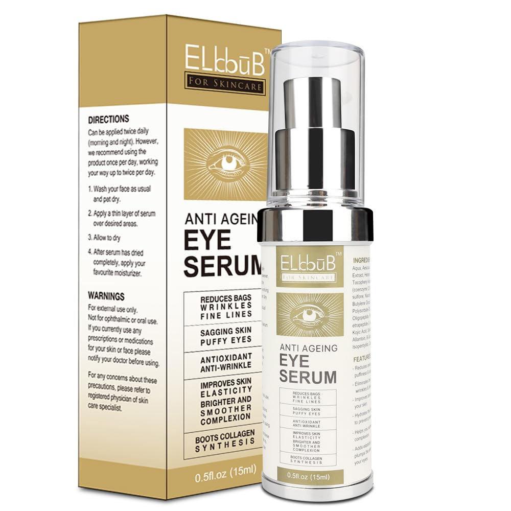 ELBBUB Anti Ageing Eye Cream - Anti Wrinkle Eye Serum for Puffy Eyes, Dark Circles, Eye Bags, Crows Feet, Wrinkles,Reduces Wrinkles Saggy Skin Puffy Eyes 15ml