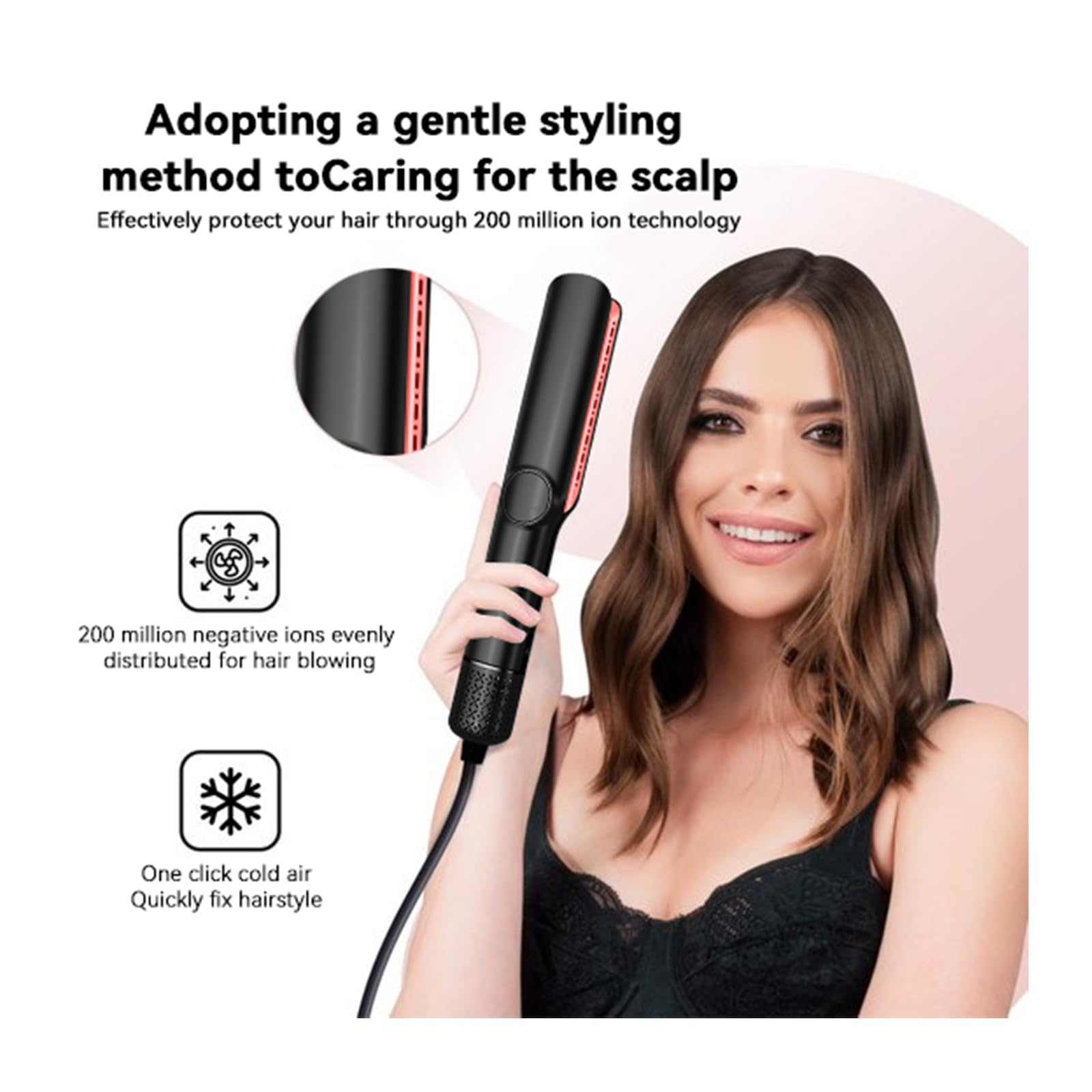 Plancha de pelo de iones de aire, mojado y seco, plancha de aire para peinado, UMIGA Profesional Airstyler Secador de pelo, 80 ℃-160 ℃ para todo tipo de cabello