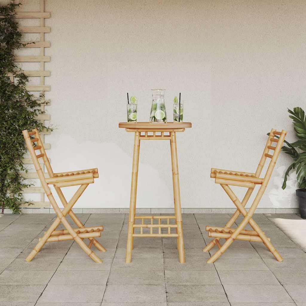 3-częściowy zestaw barów do użytku na zewnątrz, składany, bambusowy, stół ogrodowy, stół balkonowy, stół bistro, na balkon, do ogrodu, na patio, werandę, kemping, piknik, jedzenie i