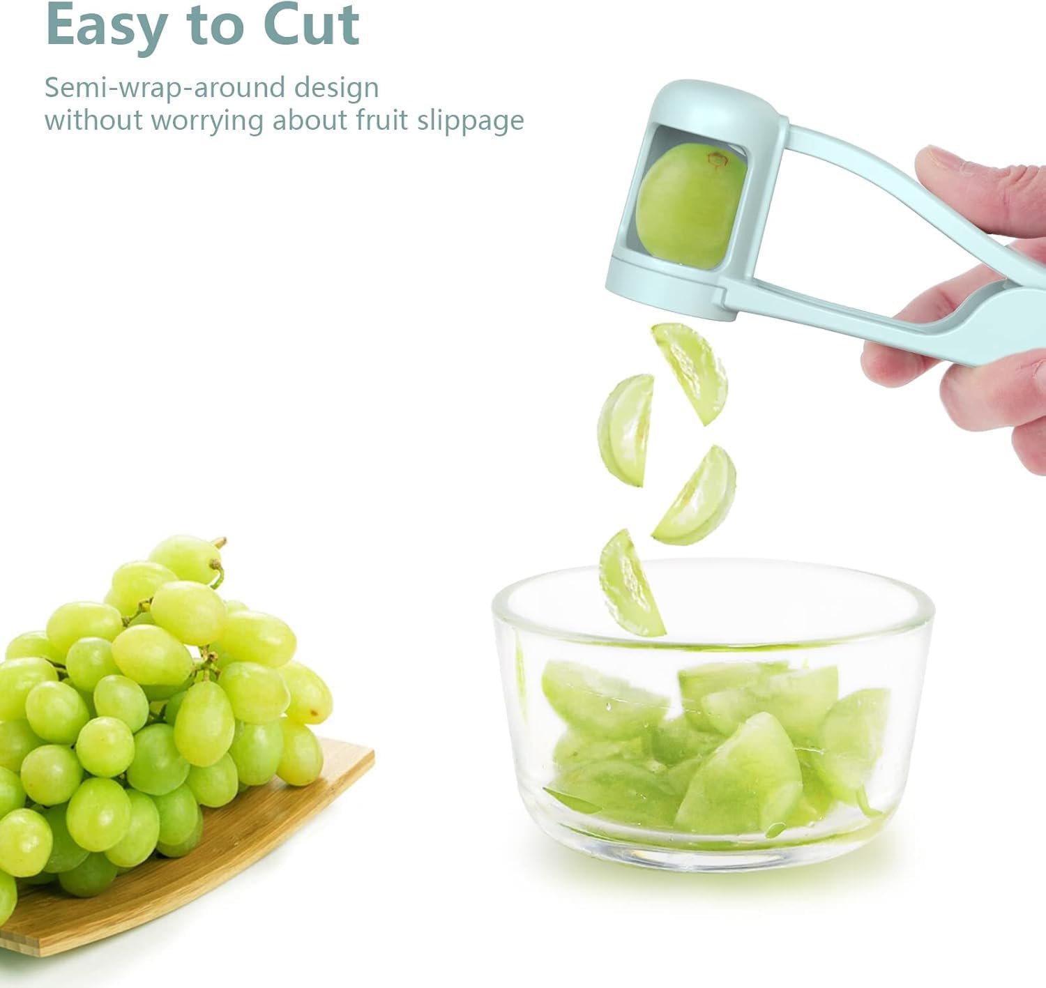 Luvan Grape Cutter for Toddlers, Grape Slicer Tool, Grape Tomato Cherry Strawberry Cutter Tools Into 4 Pieces for Vegetable Fruit Salad, Stainless Steel Quarter Grape Slicer Kitchen Gadget