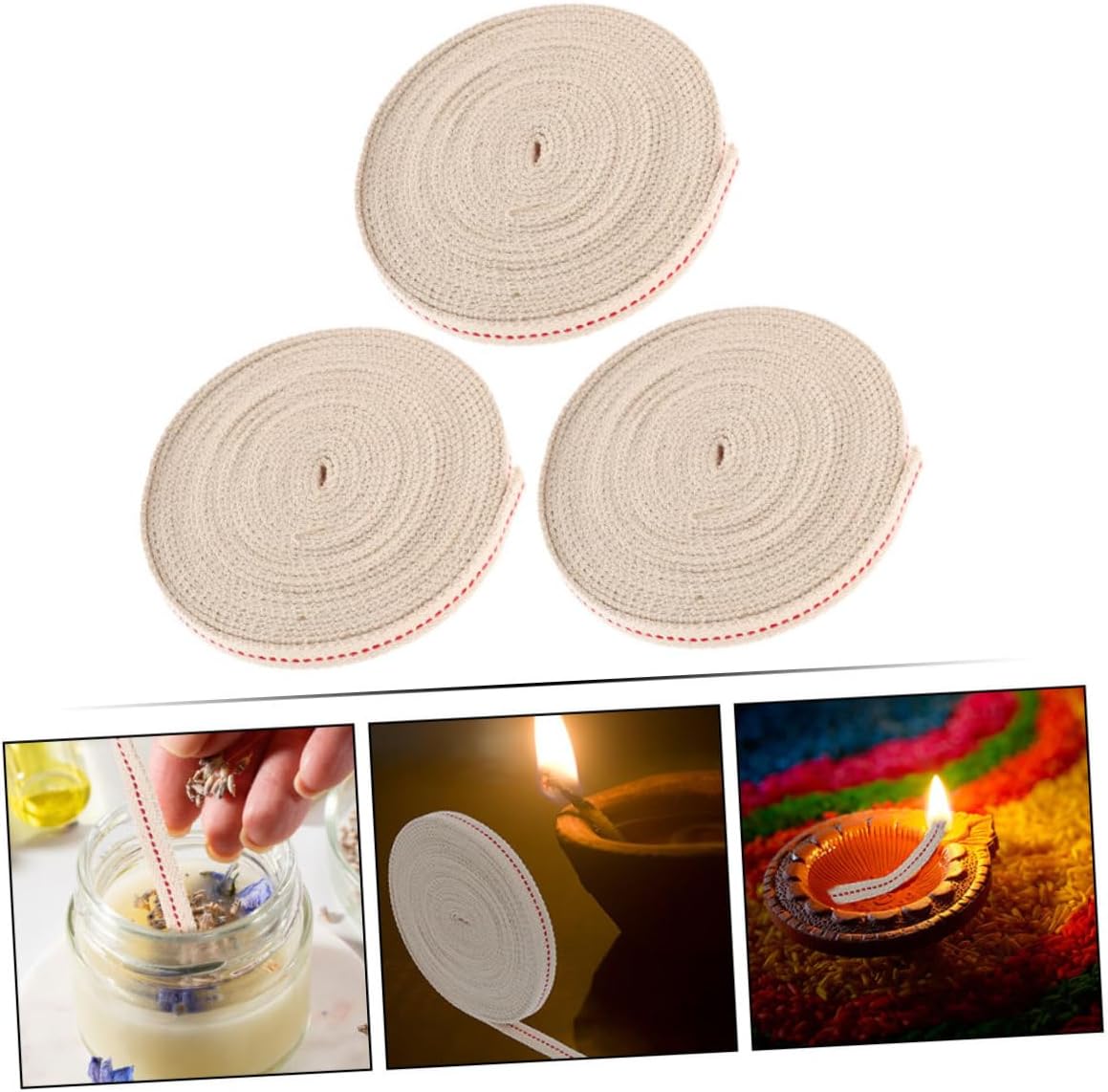 Holibanna 3rolls Cotton Kerosene Wicks Replacement for Oil Lamps Total Each for Lanterns and Home Decor Cotton Material for Use