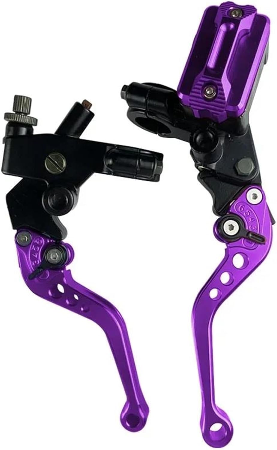 Motorcycle Brake Clutch Levers A Pair 7/8" 22mm Universal Motorcycle Brake Clutch Master Cylinder Lever Clutch Reservoir Scooter Sport Dirt Bike Grips Clutch Brake(Purple)